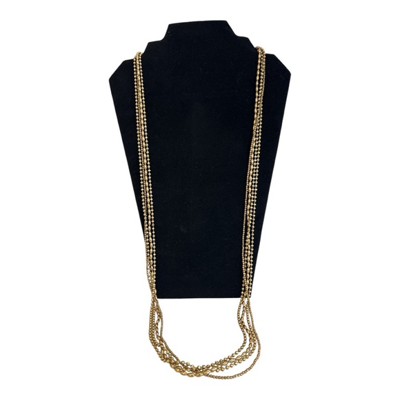Lucky Brand | Gold-Tone Multi-Strand Bead Chain Long Necklace - Picture 2 of 16